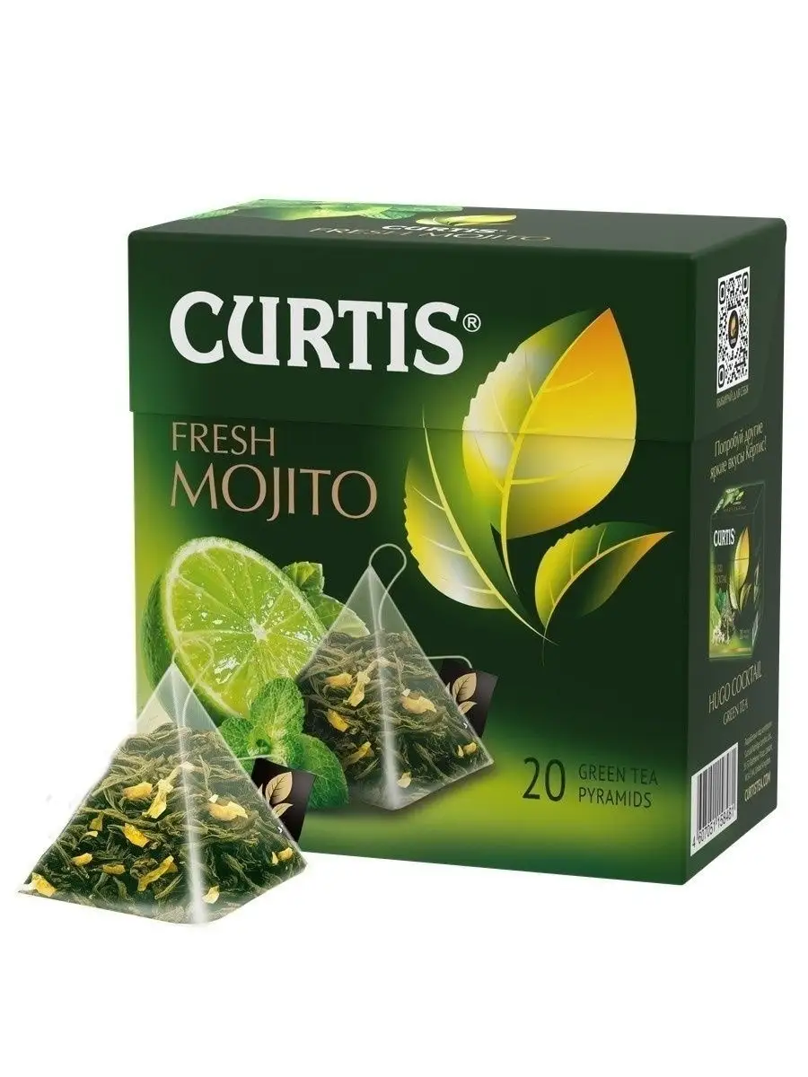 Чай зеленый с ароматом мохито Fresh Mojito, в пирамидках 20 шт Curtis  7973283 купить в интернет-магазине Wildberries