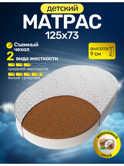 Amore mio. Матрас овальный к кроватке 125х73 см, 125x73 см