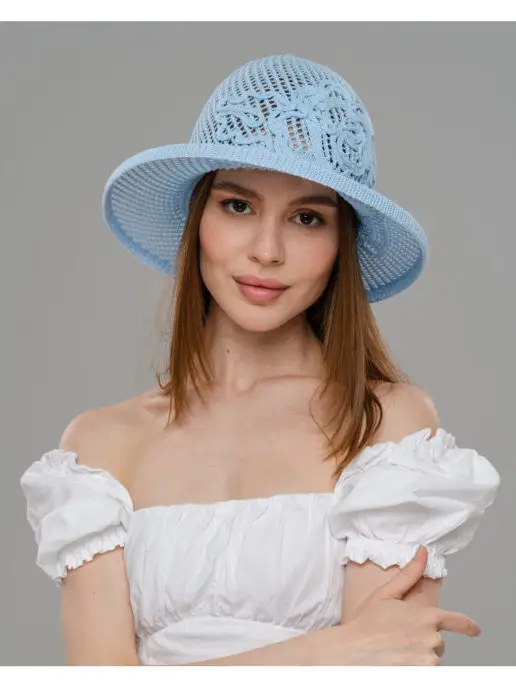 RADIMA Шляпа летняя, пляжная от солнца "Роза", голубой, фото 6