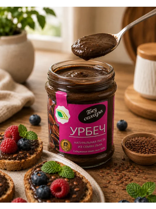 Биопродукты Урбеч из льна без сахара 280г, 280 г, фото 6