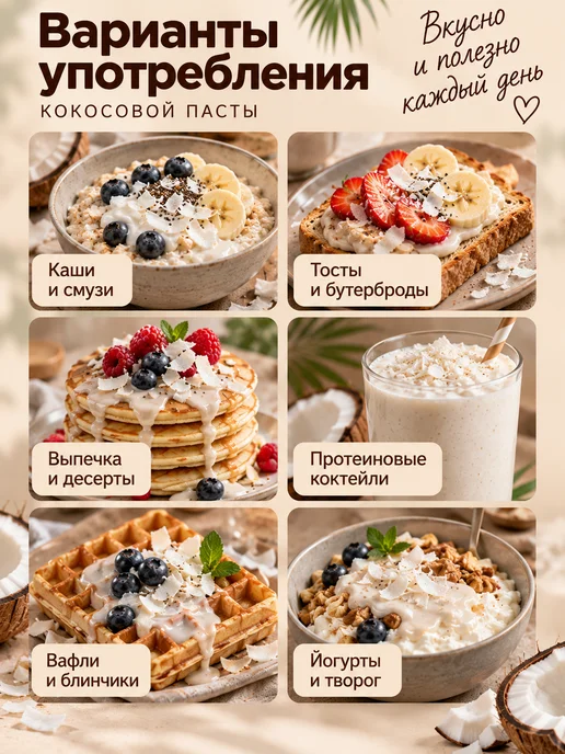 Биопродукты Урбеч кокосовый без сахара 900г, ореховая паста, 280 г, фото 2