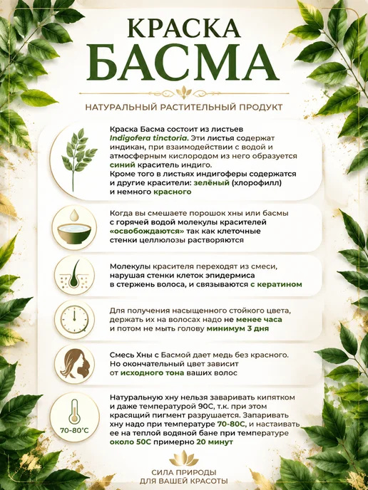 Мыльные орехи Краска для волос Басма 100г, 100 г, фото 3