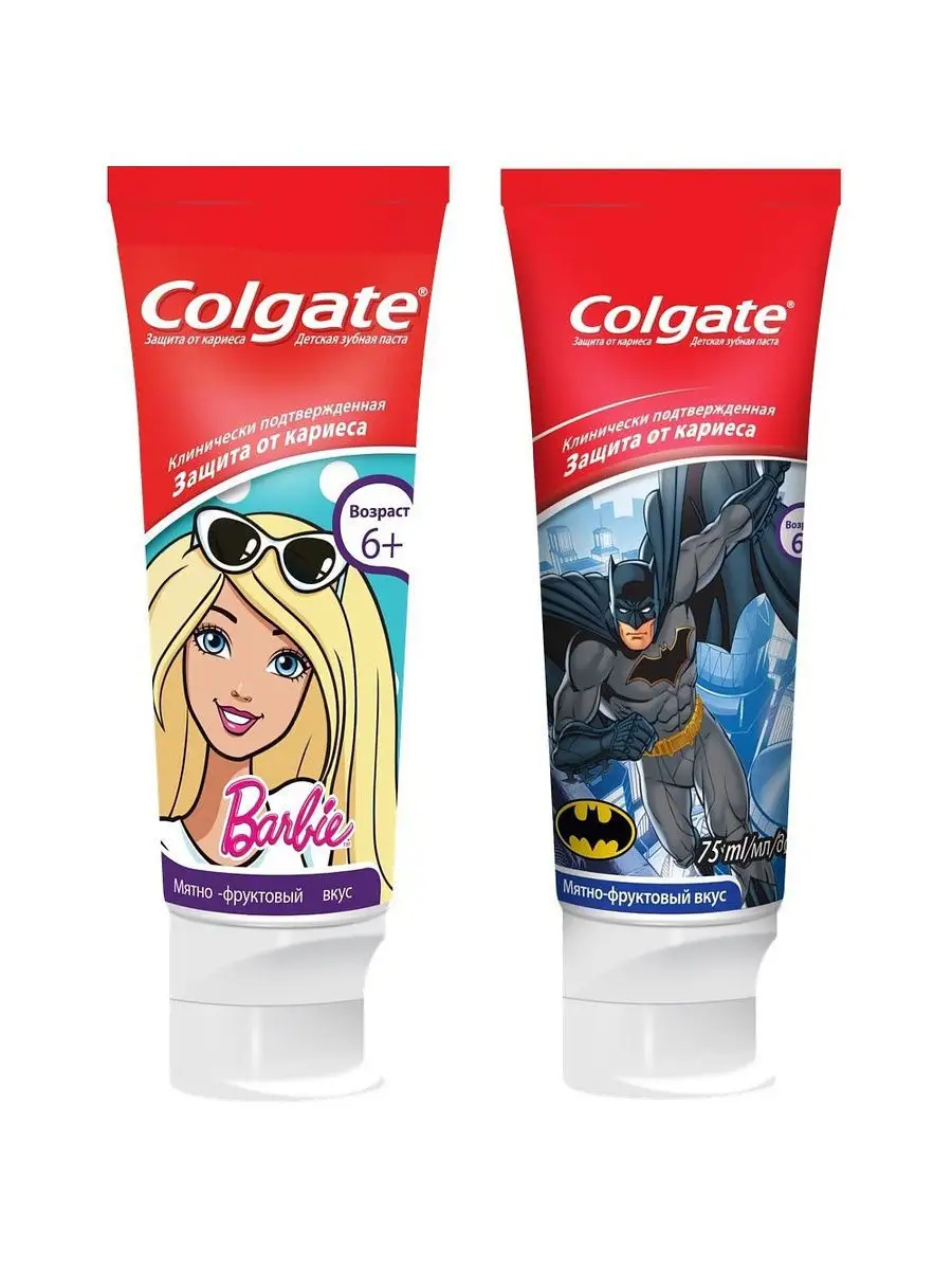 Зубная паста для детей Barbie, Batman 6 +, 75 мл 2шт в наборе COLGATE  8064942 купить в интернет-магазине Wildberries