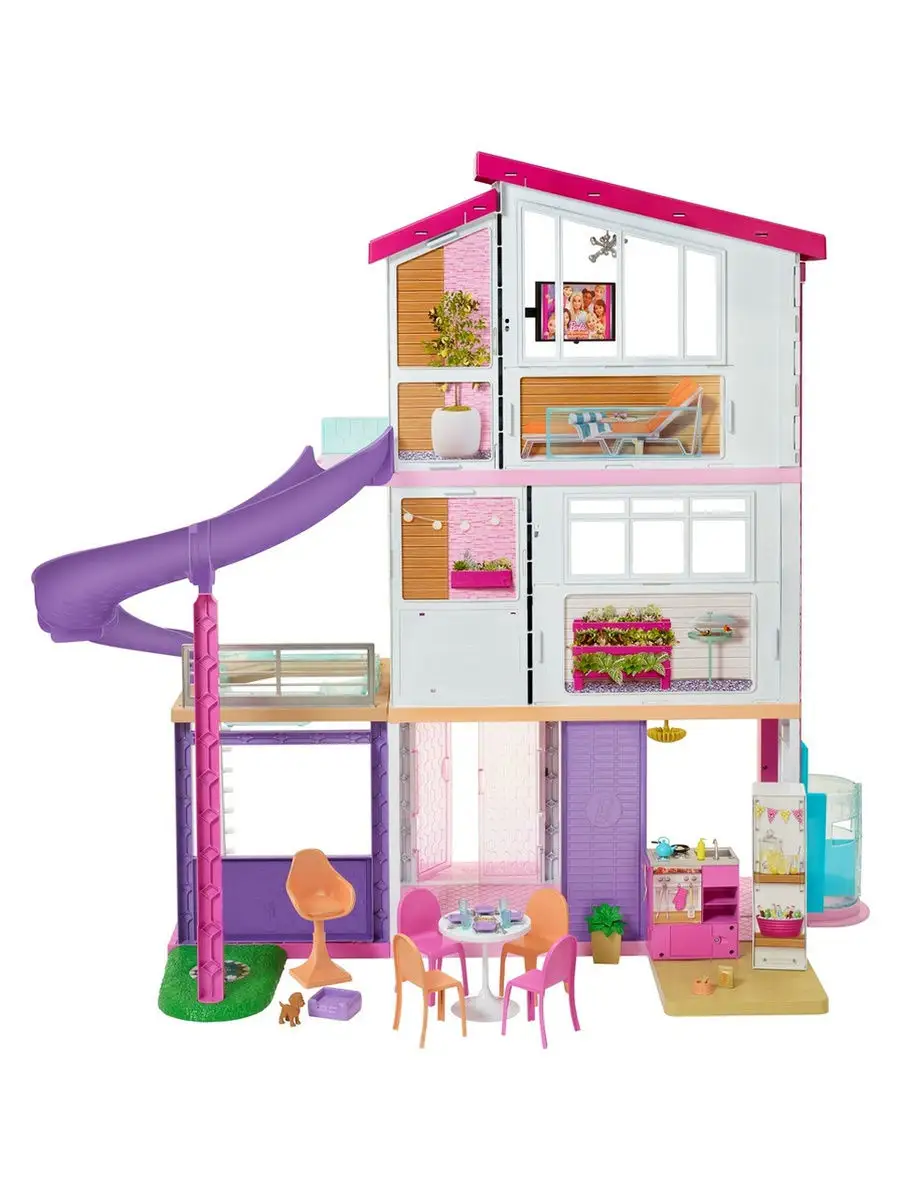 Игровой набор Барби «Дом Мечты», трехэтажный с лифтом, бассейном, горкой и мебелью