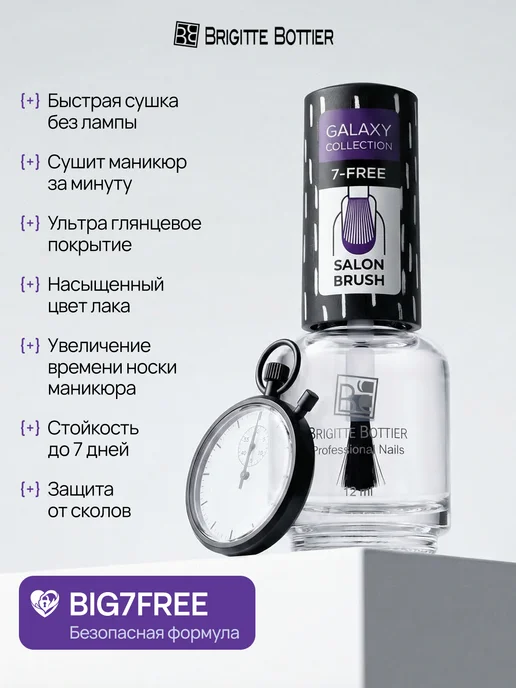 Brigitte Bottier Быстрая сушка для лака, топ для ногтей без лампы, 12мл, 12 мл, фото 2
