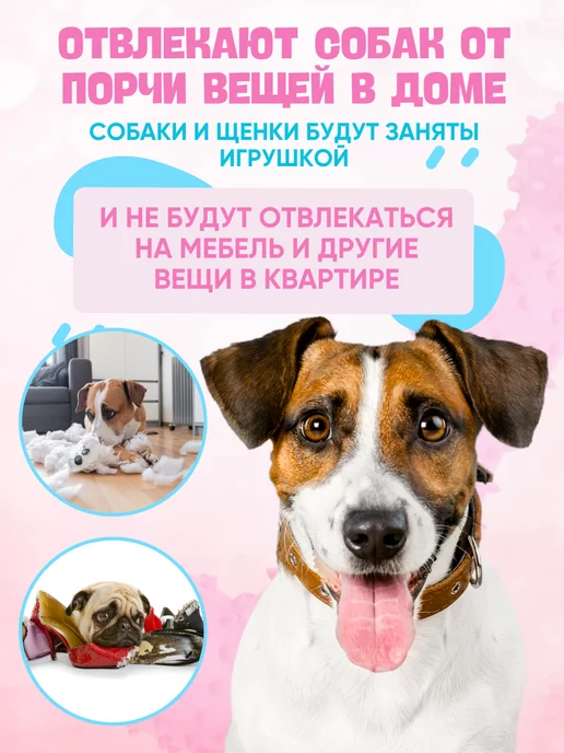 Антицарапки Игрушки для собак кость, розовый, фото 5