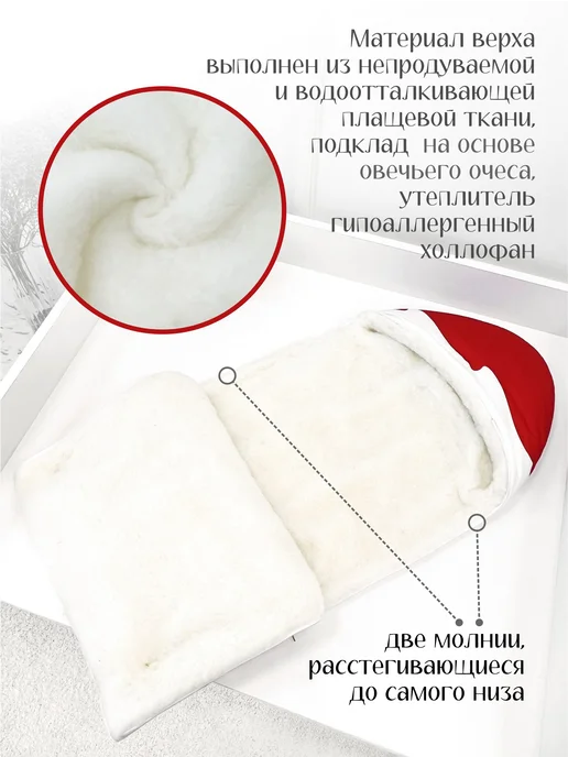 CherryMom Конверт на выписку зимний Меховой, белый, фото 2