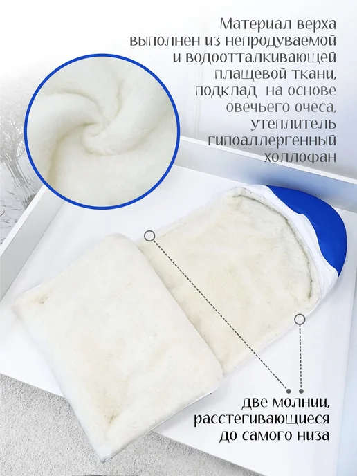 CherryMom Конверт на выписку зимний Меховой, голубой, фото 2