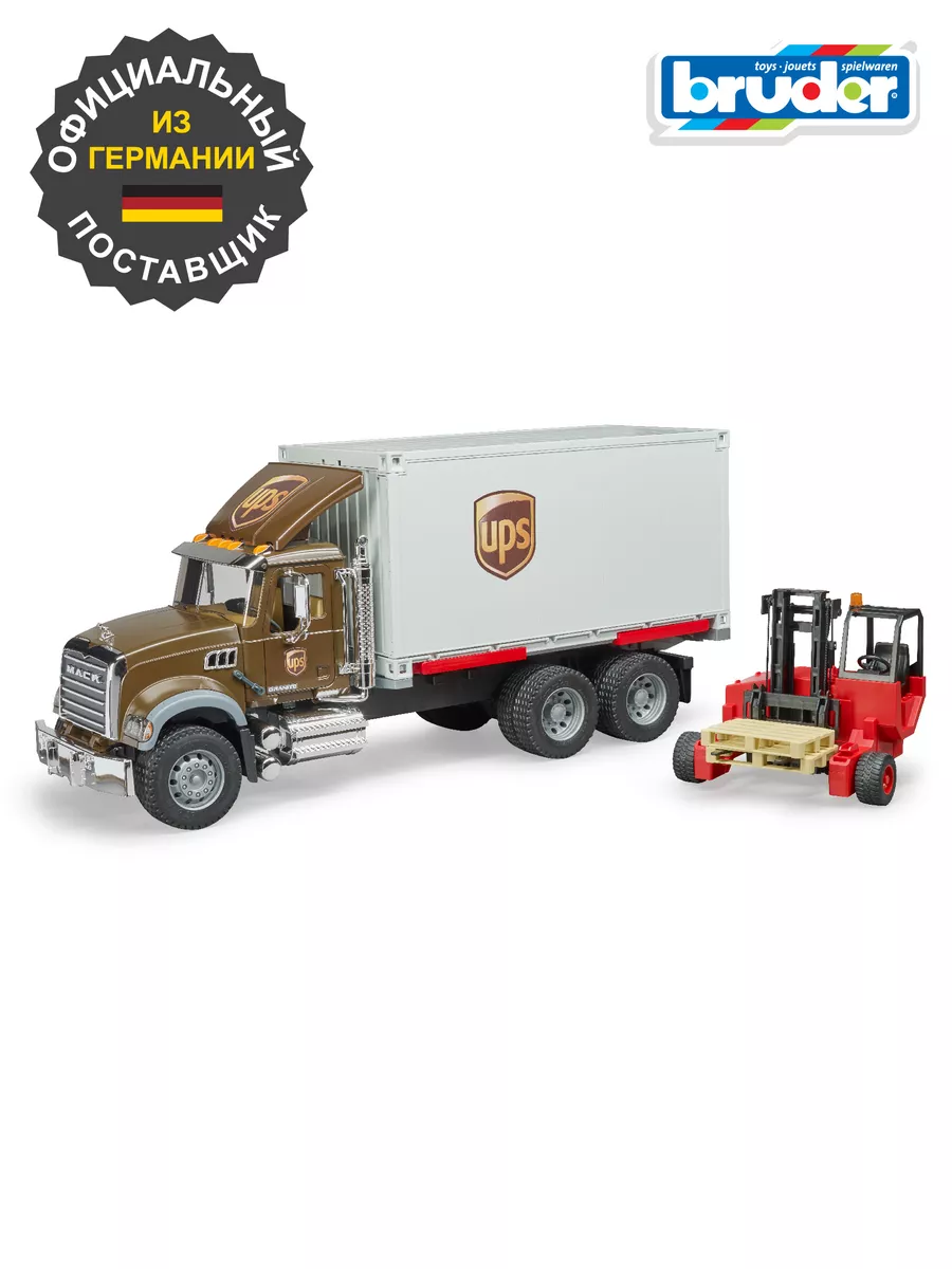 Mack фургон машинка UPS с погрузчиком и паллетами