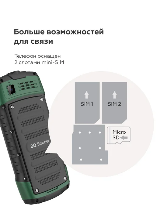 BQ Мобильный телефон кнопочный защищенный IP68 с пауэрбанком, зеленый, фото 5
