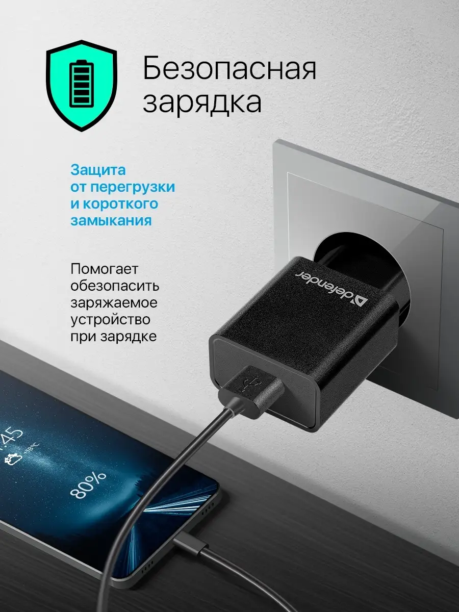 Зарядное устройство для телефона с кабелем UPC11 + micro-USB Defender  8320877 купить за 410 ₽ в интернет-магазине Wildberries