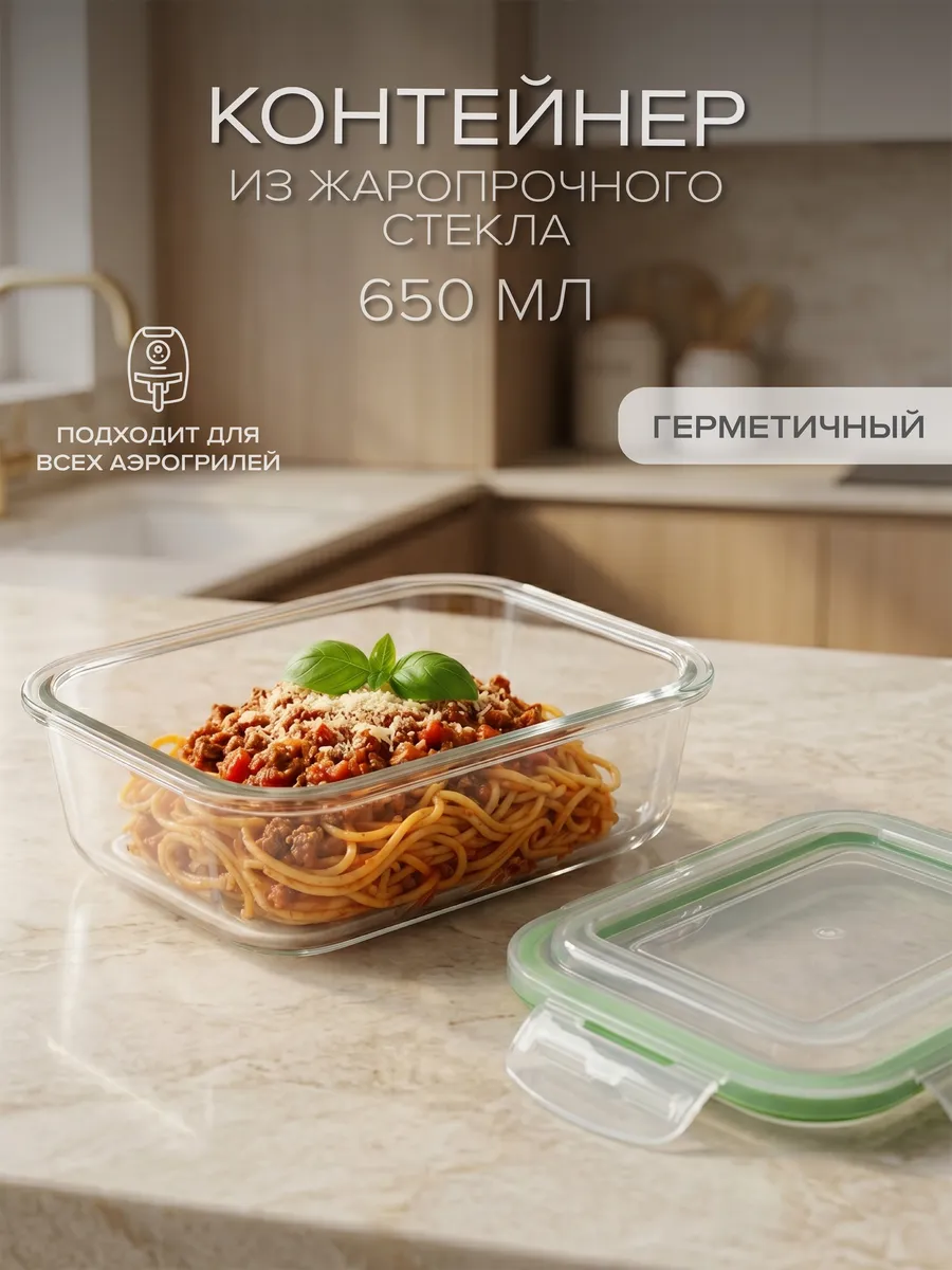Контейнер стеклянный с крышкой герметичный 650 мл вакуумный