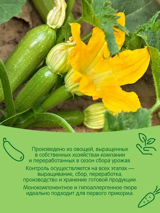 Сады Придонья Пюре кабачковое 125г, с 4 мес (18шт), 120 г, 12 шт, фото 4