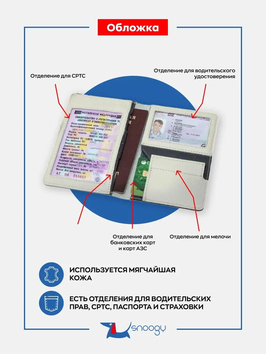 Обложка для автодокументов и водительских прав Snoogy 8361505 купить в  интернет-магазине Wildberries