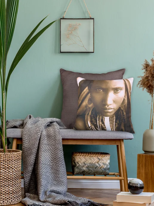 SEASONS Подушка декоративная 40х40 Африка лен коричневый, 40x40, фото 3