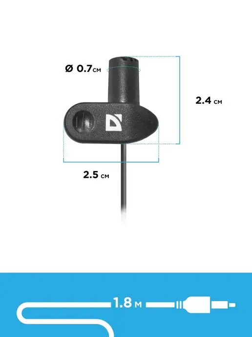 DEFENDER Петличный микрофон с прищепкой для пк MIC-109 jack 3.5 мм, черный, фото 4