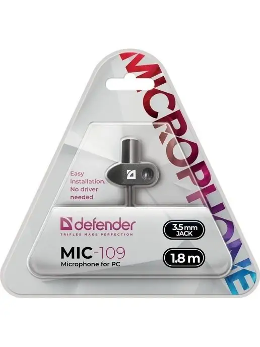 DEFENDER Петличный микрофон с прищепкой для пк MIC-109 jack 3.5 мм, черный, фото 6