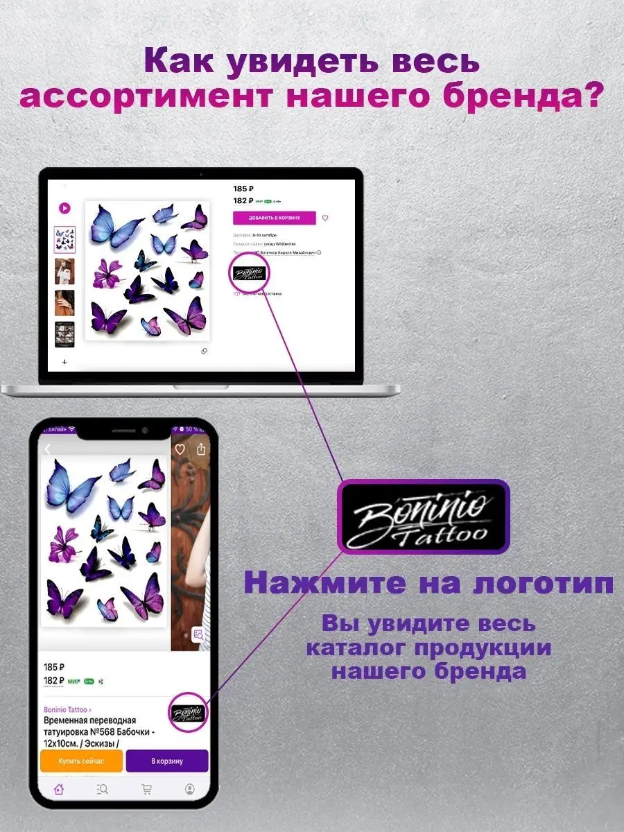 Временная переводная татуировка Boninio Tattoo Delete 8449130 купить в  интернет-магазине Wildberries