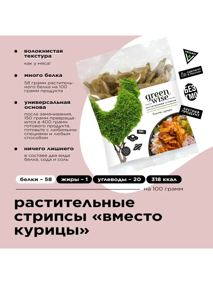 Растительные стрипсы вместо Курицы, 150 г Greenwise 8487481 купить за 175 ₽  в интернет-магазине Wildberries