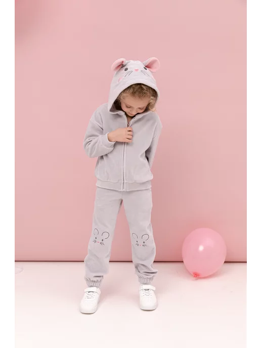 Fluffy Bunny Спортивный велюровый костюм Мышка, серый, фото 2