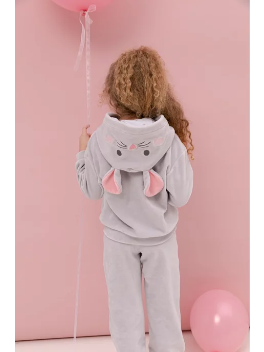 Fluffy Bunny Спортивный велюровый костюм Мышка, серый, фото 7
