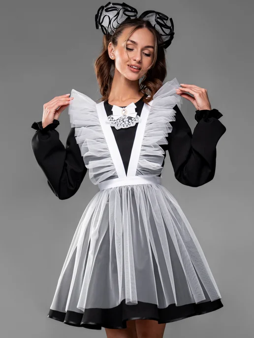 School dress Фартук школьный белый последний звонок 1 сентября, белый