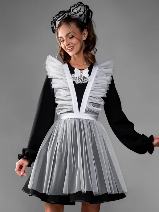 School dress Фартук школьный белый последний звонок 1 сентября, белый, фото 2