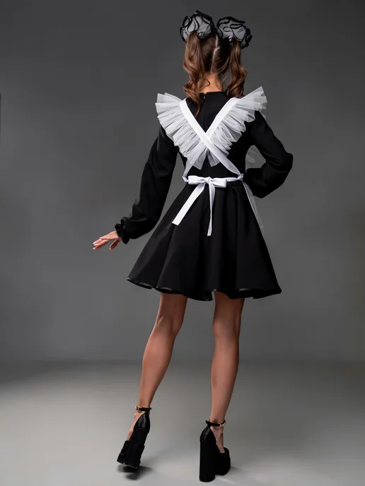 School dress Фартук школьный белый последний звонок 1 сентября, белый, фото 4