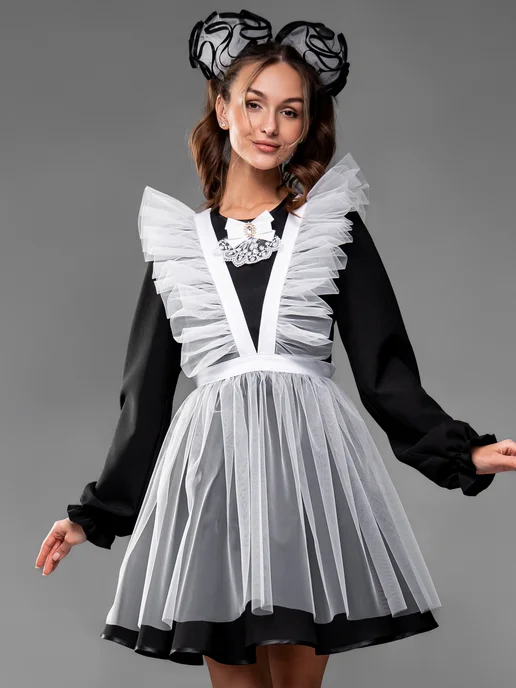 School dress Фартук школьный белый последний звонок 1 сентября, белый, фото 5