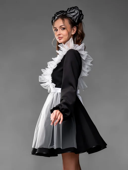 School dress Фартук школьный белый последний звонок 1 сентября, белый, фото 6