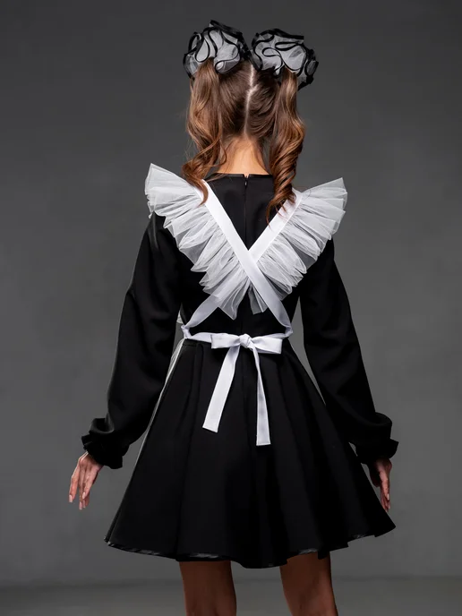 School dress Фартук школьный белый последний звонок 1 сентября, белый, фото 7