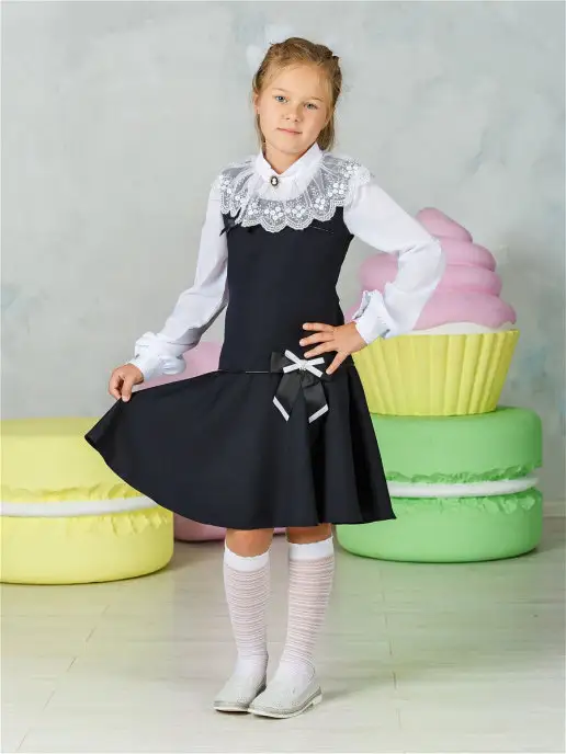 InnPanko Сарафан школьный классический, синий