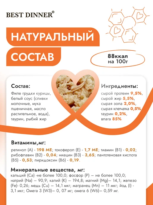 Best dinner Корм влажный для кошек Курица с белом соусе 24х85, 24x85, фото 4