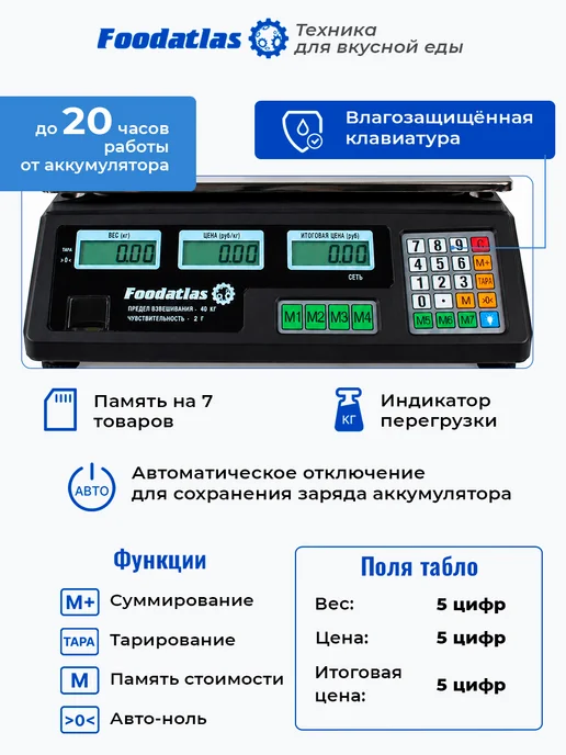 Foodatlas Торговые весы ВТ-40Т, вариант, фото 2