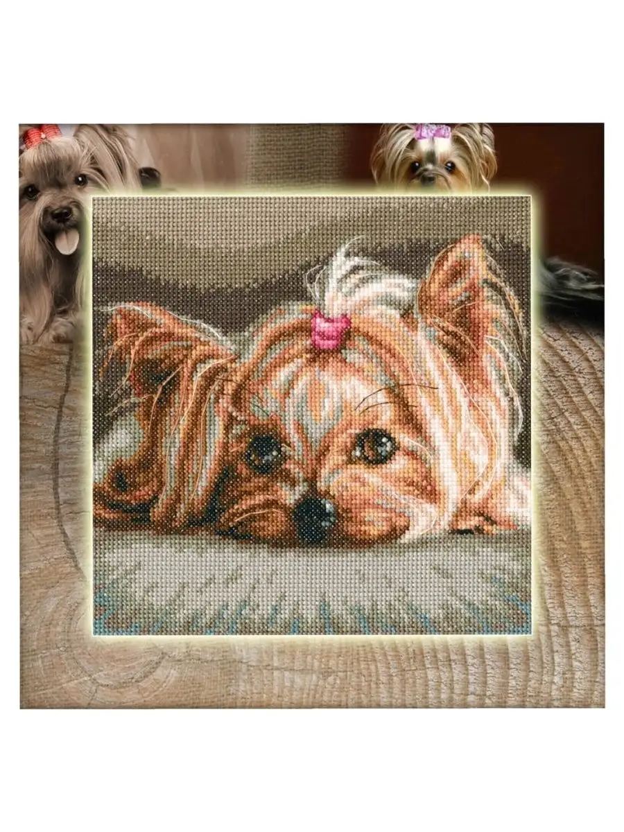 Схема для вышивки крестом цветная, Девочка и собака, 30*42см
