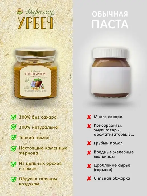 Мералад Урбеч из семян льна и мед пп еда без сахара 230г, 230 г, фото 7