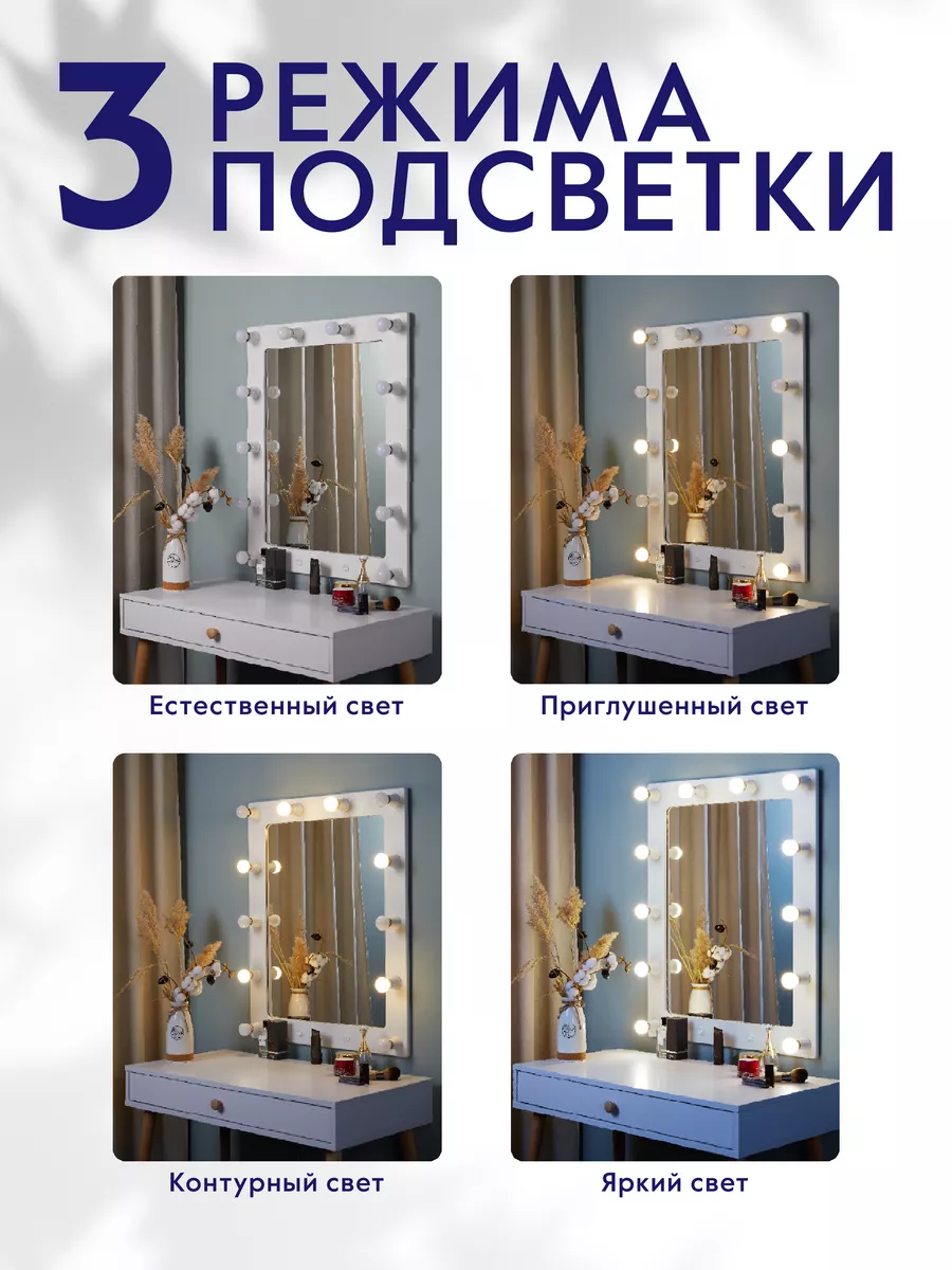 Гримерное зеркало с подсветкой 84х68 см Postermarket 8598072 купить в  интернет-магазине Wildberries