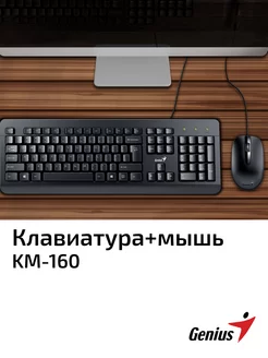 Комплект клавиатура + мышь проводной KM-160 (RU) черный GENIUS 8598743 купить за 1 030 ₽ в интернет-магазине Wildberries