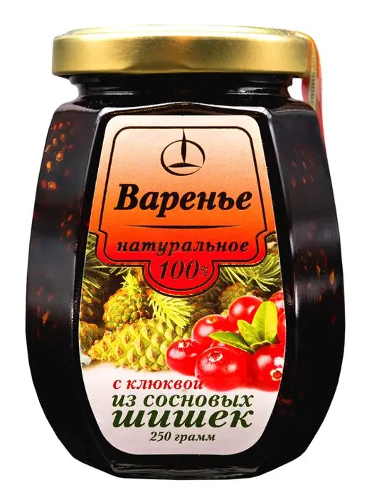 Емельяновская Биофабрика Варенье, 250 гр, с Клюквой из Шишек, 250 г