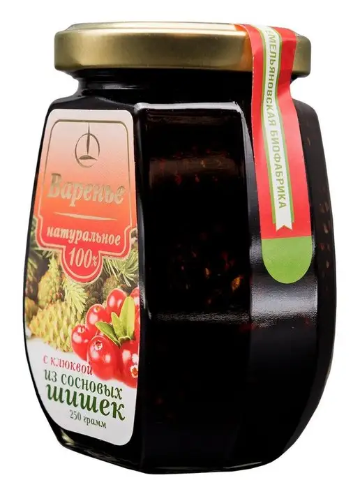 Емельяновская Биофабрика Варенье, 250 гр, с Клюквой из Шишек, 250 г, фото 5