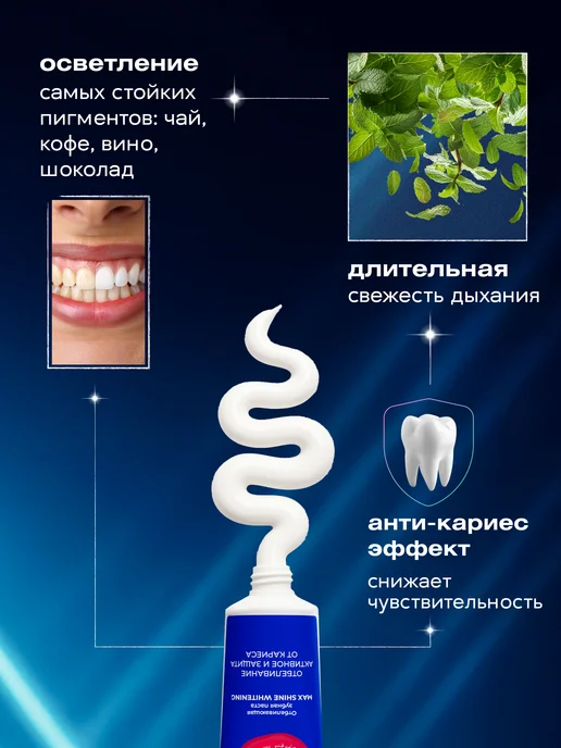 GLOBAL WHITE Отбеливающая зубная паста Max Shine 100 г RDA 130, 100 г, фото 4