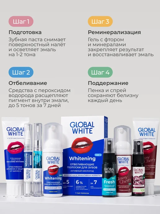 GLOBAL WHITE Отбеливающая зубная паста Max Shine 100 г RDA 130, 100 г, фото 7