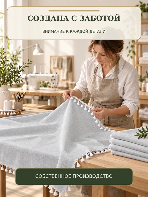 UNTERZO home Скатерть на стол 220х145 см, 220x145 см, фото 5