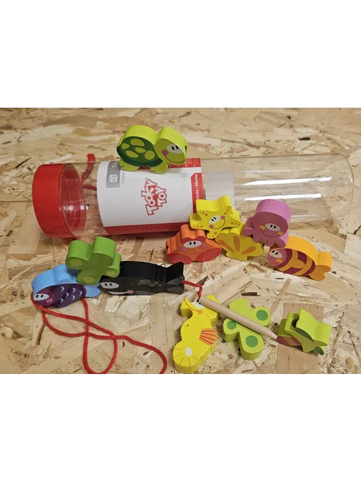 Tooky Toy Развивающий набор шнуровка "Морские обитатели", голубой, фото 3