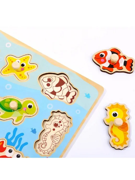 Tooky Toy Рамка-вкладыш "Фрукты", деревянный пазл, вариант, фото 3