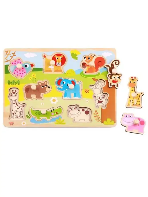 Tooky Toy Рамка-вкладыш "Джунгли", голубой, фото 2