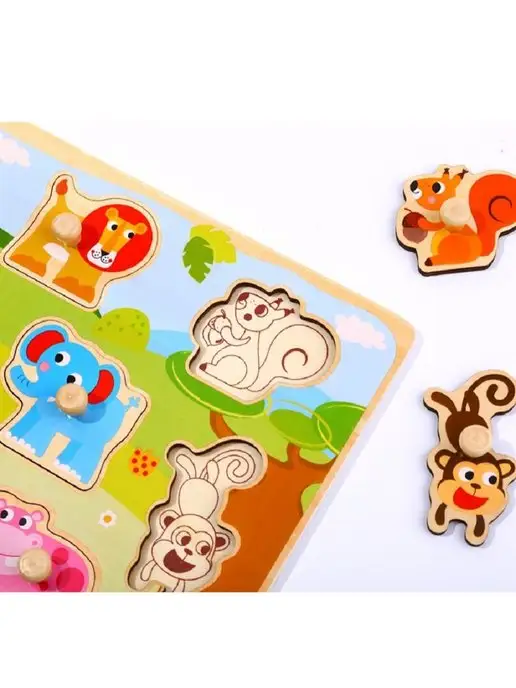 Tooky Toy Рамка-вкладыш "Джунгли", голубой, фото 3