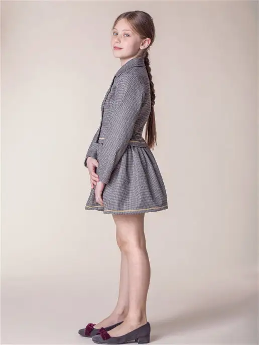 ETE CHILDREN Укороченный пиджак для девочки жакет школьный модный, коричневый, фото 2