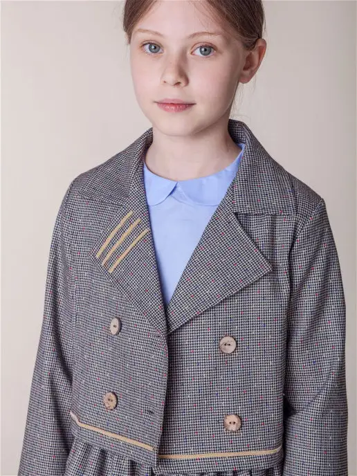 ETE CHILDREN Укороченный пиджак для девочки жакет школьный модный, коричневый, фото 3