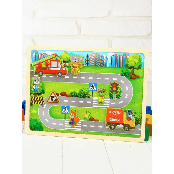 Конструктор магнитный ,развивающая детская игрушка из дерева "Город"